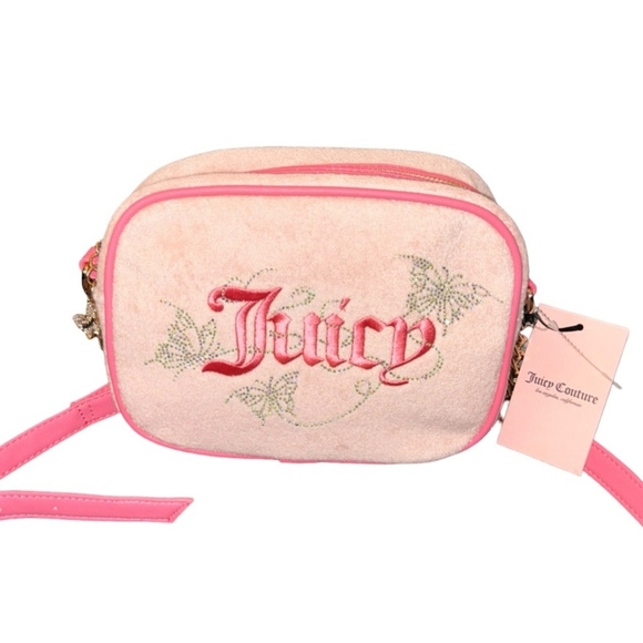 JUICY COUTURE PINK DIAMOND WINGING IT LOGO & RHINESTONE BUTTERFLY  BAG NWT - Picture 3 of 8